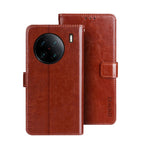 idewei Custodia per telefono in pelle con texture Crazy Horse, For vivo X90, For vivo X90 Pro, For vivo X90 Pro+
