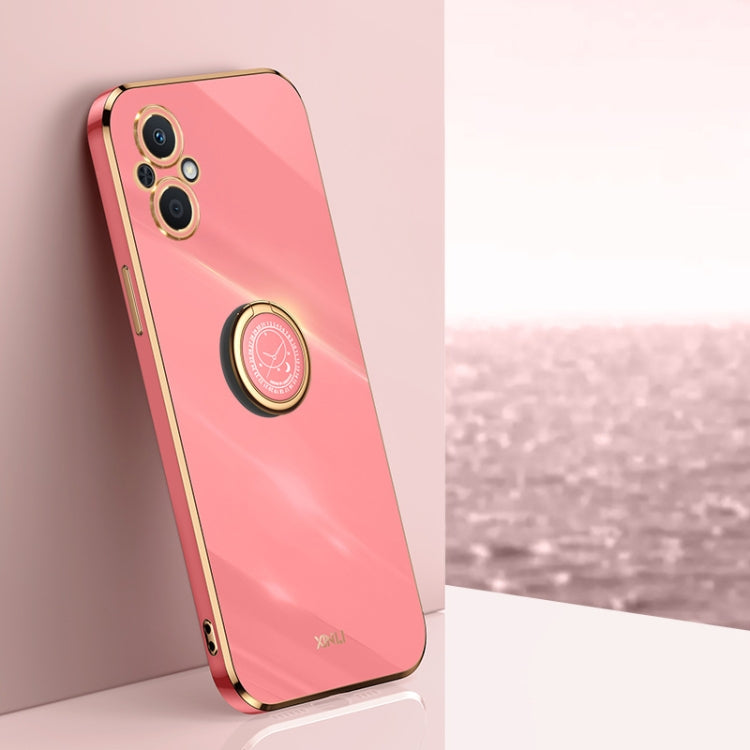 XINLI custodia per telefono in TPU elettrolitico con bordo dritto 6D con supporto per anello, For OPPO A57, For OPPO A95 5G, For OPPO A96