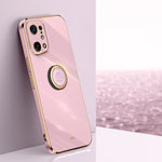 XINLI custodia per telefono in TPU elettrolitico con bordo dritto 6D con supporto per anello, For OPPO Find X5, For OPPO Find X5 Pro, For OPPO A17