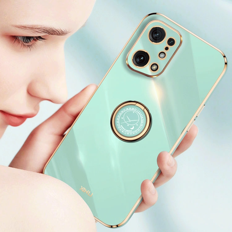XINLI custodia per telefono in TPU elettrolitico con bordo dritto 6D con supporto per anello, For OPPO Find X5, For OPPO Find X5 Pro, For OPPO A17