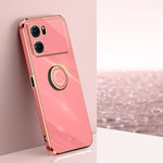 XINLI custodia per telefono in TPU elettrolitico con bordo dritto 6D con supporto per anello, For OPPO K9x, For OPPO K10, For OPPO K10 Pro