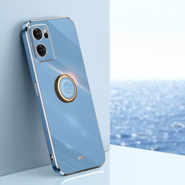 XINLI custodia per telefono in TPU elettrolitico con bordo dritto 6D con supporto per anello, For OPPO Reno7 Global, For OPPO Reno8, For OPPO Reno8 Pro