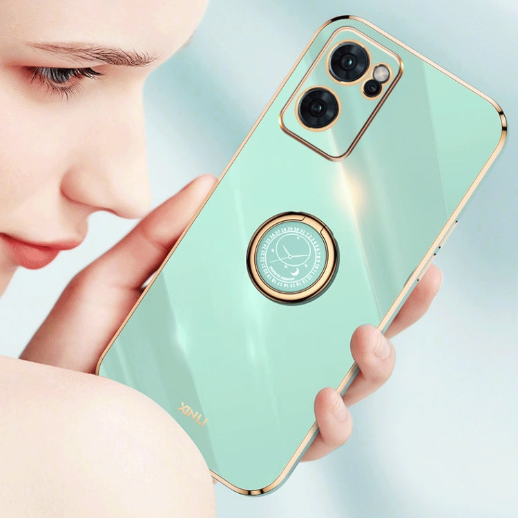 XINLI custodia per telefono in TPU elettrolitico con bordo dritto 6D con supporto per anello, For OPPO Reno7 Global, For OPPO Reno8, For OPPO Reno8 Pro