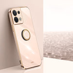 XINLI custodia per telefono in TPU elettrolitico con bordo dritto 6D con supporto per anello, For OPPO Reno7 Global, For OPPO Reno8, For OPPO Reno8 Pro