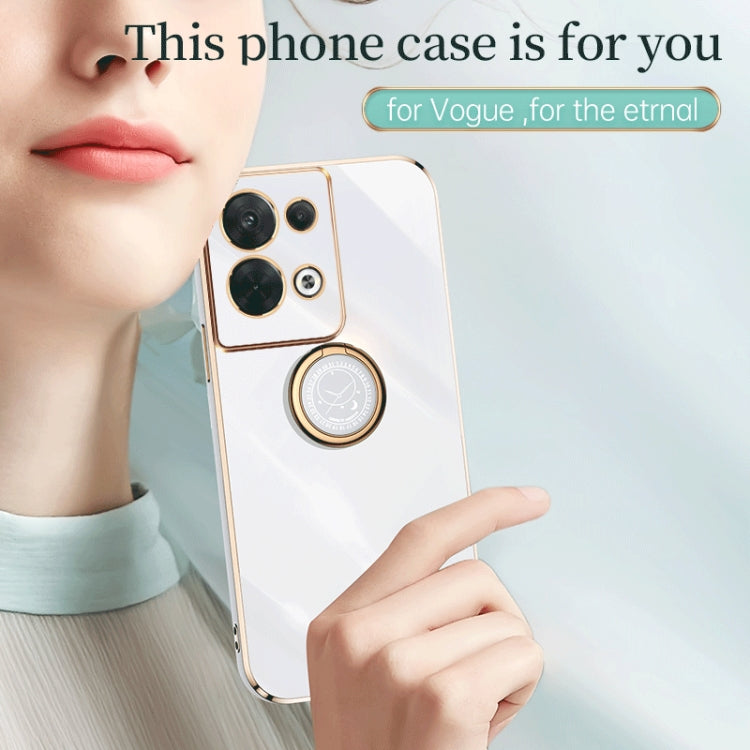 XINLI custodia per telefono in TPU elettrolitico con bordo dritto 6D con supporto per anello, For OPPO Reno8 Pro+