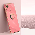 XINLI custodia per telefono in TPU elettrolitico con bordo dritto 6D con supporto per anello, For Realme C30, For Realme C31, For Realme C33 4G