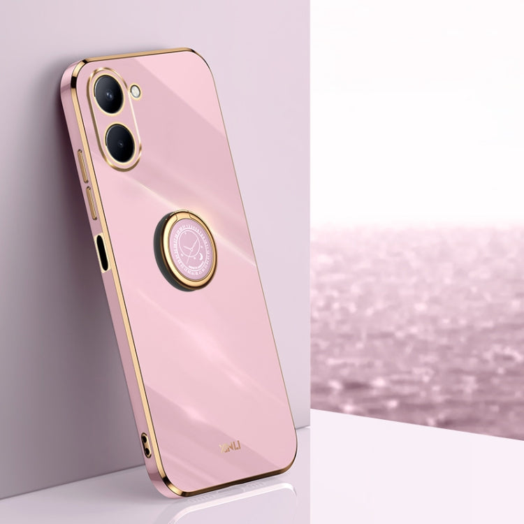 XINLI custodia per telefono in TPU elettrolitico con bordo dritto 6D con supporto per anello, For Realme C30, For Realme C31, For Realme C33 4G