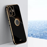 XINLI custodia per telefono in TPU elettrolitico con bordo dritto 6D con supporto per anello, For vivo Y77 5G Global