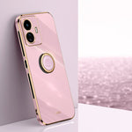 XINLI custodia per telefono in TPU elettrolitico con bordo dritto 6D con supporto per anello, For vivo Y77 5G Global