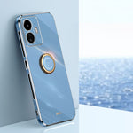 XINLI custodia per telefono in TPU elettrolitico con bordo dritto 6D con supporto per anello, For vivo Y77 5G Global