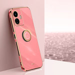 XINLI custodia per telefono in TPU elettrolitico con bordo dritto 6D con supporto per anello, For vivo Y77 5G Global