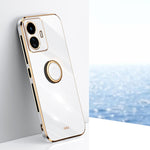 XINLI custodia per telefono in TPU elettrolitico con bordo dritto 6D con supporto per anello, For vivo Y77 5G Global
