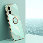 XINLI custodia per telefono in TPU elettrolitico con bordo dritto 6D con supporto per anello, For vivo Y77 5G Global