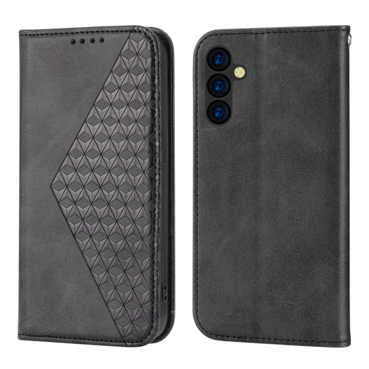 Custodia per telefono in pelle magnetica con struttura in vitello a griglia cubica, For Samsung Galaxy A54 5G, For Xiaomi 13, For Xiaomi 13 Pro, For Xiaomi Poco C40