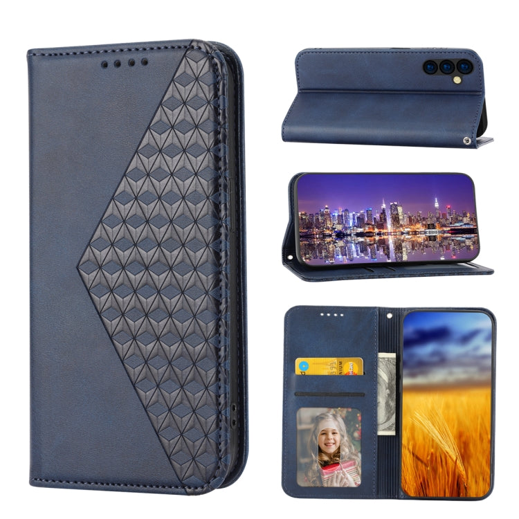 Custodia per telefono in pelle magnetica con struttura in vitello a griglia cubica, For Samsung Galaxy A54 5G, For Xiaomi 13, For Xiaomi 13 Pro, For Xiaomi Poco C40