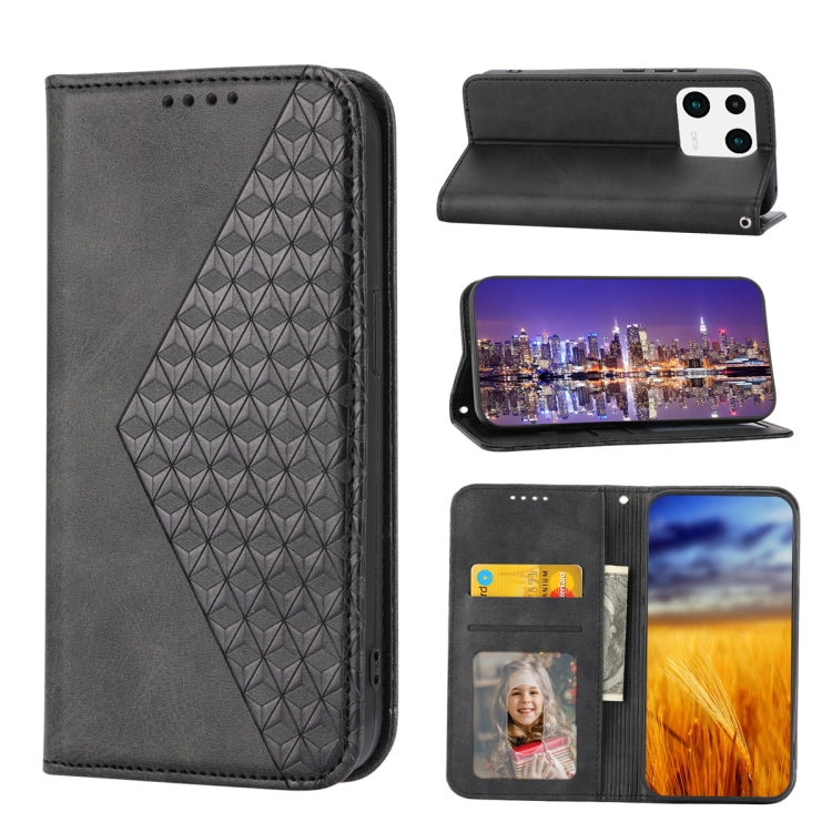 Custodia per telefono in pelle magnetica con struttura in vitello a griglia cubica, For Samsung Galaxy A54 5G, For Xiaomi 13, For Xiaomi 13 Pro, For Xiaomi Poco C40
