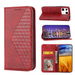 Custodia per telefono in pelle magnetica con struttura in vitello a griglia cubica, For Samsung Galaxy A54 5G, For Xiaomi 13, For Xiaomi 13 Pro, For Xiaomi Poco C40