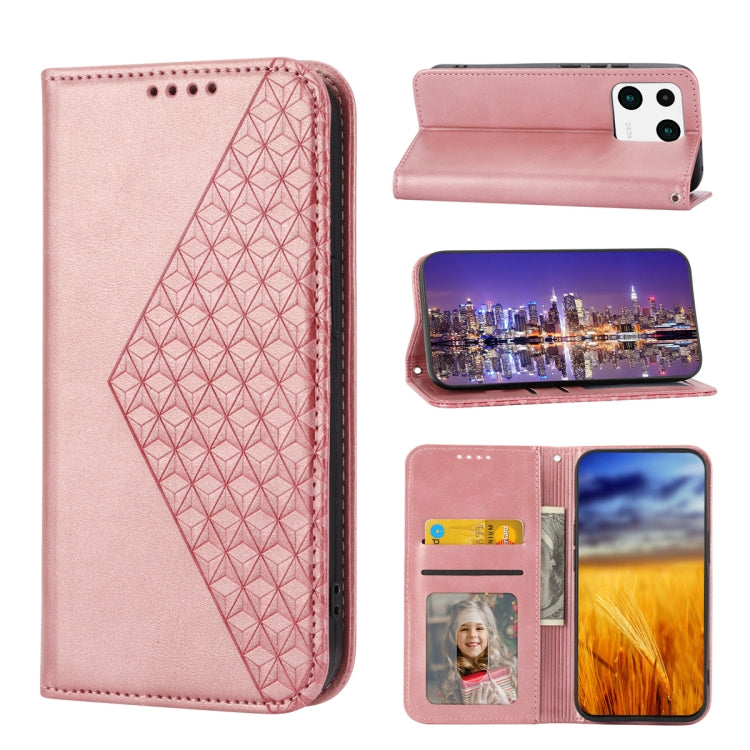 Custodia per telefono in pelle magnetica con struttura in vitello a griglia cubica, For Samsung Galaxy A54 5G, For Xiaomi 13, For Xiaomi 13 Pro, For Xiaomi Poco C40