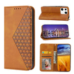 Custodia per telefono in pelle magnetica con struttura in vitello a griglia cubica, For Samsung Galaxy A54 5G, For Xiaomi 13, For Xiaomi 13 Pro, For Xiaomi Poco C40