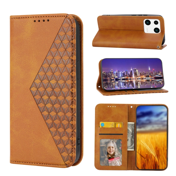 Custodia per telefono in pelle magnetica con struttura in vitello a griglia cubica, For Samsung Galaxy A54 5G, For Xiaomi 13, For Xiaomi 13 Pro, For Xiaomi Poco C40