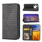 Custodia per telefono in pelle magnetica con struttura in vitello a griglia cubica, For Samsung Galaxy A54 5G, For Xiaomi 13, For Xiaomi 13 Pro, For Xiaomi Poco C40