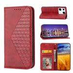 Custodia per telefono in pelle magnetica con struttura in vitello a griglia cubica, For Samsung Galaxy A54 5G, For Xiaomi 13, For Xiaomi 13 Pro, For Xiaomi Poco C40