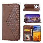 Custodia per telefono in pelle magnetica con struttura in vitello a griglia cubica, For Samsung Galaxy A54 5G, For Xiaomi 13, For Xiaomi 13 Pro, For Xiaomi Poco C40