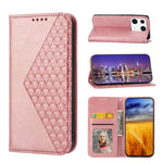 Custodia per telefono in pelle magnetica con struttura in vitello a griglia cubica, For Samsung Galaxy A54 5G, For Xiaomi 13, For Xiaomi 13 Pro, For Xiaomi Poco C40