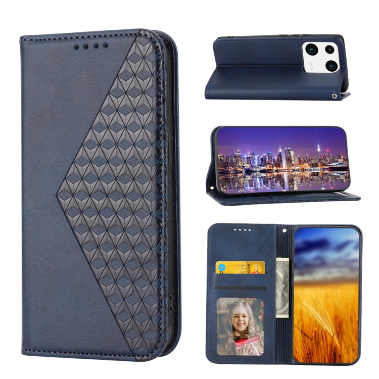 Custodia per telefono in pelle magnetica con struttura in vitello a griglia cubica, For Samsung Galaxy A54 5G, For Xiaomi 13, For Xiaomi 13 Pro, For Xiaomi Poco C40
