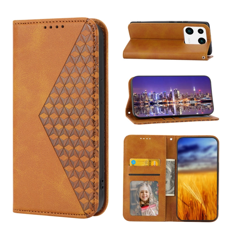 Custodia per telefono in pelle magnetica con struttura in vitello a griglia cubica, For Samsung Galaxy A54 5G, For Xiaomi 13, For Xiaomi 13 Pro, For Xiaomi Poco C40