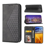 Custodia per telefono in pelle magnetica con struttura in vitello a griglia cubica, For Samsung Galaxy A54 5G, For Xiaomi 13, For Xiaomi 13 Pro, For Xiaomi Poco C40