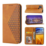 Custodia per telefono in pelle magnetica con struttura in vitello a griglia cubica, For Samsung Galaxy A54 5G, For Xiaomi 13, For Xiaomi 13 Pro, For Xiaomi Poco C40