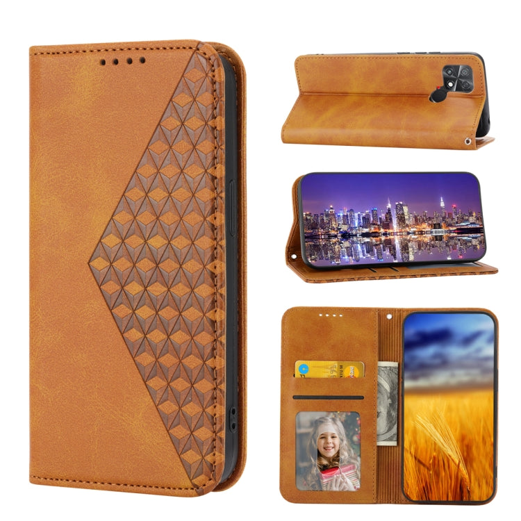 Custodia per telefono in pelle magnetica con struttura in vitello a griglia cubica, For Samsung Galaxy A54 5G, For Xiaomi 13, For Xiaomi 13 Pro, For Xiaomi Poco C40