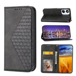 Custodia per telefono in pelle magnetica con struttura in vitello a griglia cubica, For Realme 10 4G