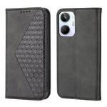 Custodia per telefono in pelle magnetica con struttura in vitello a griglia cubica, For Realme 10 4G