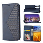 Custodia per telefono in pelle magnetica con struttura in vitello a griglia cubica, For Realme 10 4G
