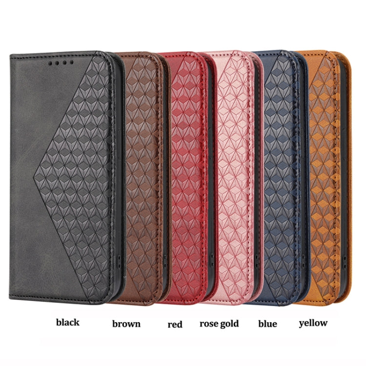 Custodia per telefono in pelle magnetica con struttura in vitello a griglia cubica, For Realme 10 4G