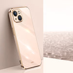 Custodia antiurto in TPU con bordo in oro con placcatura 6D XINLI, For iPhone 14, For iPhone 14 Plus, For iPhone 14 Pro