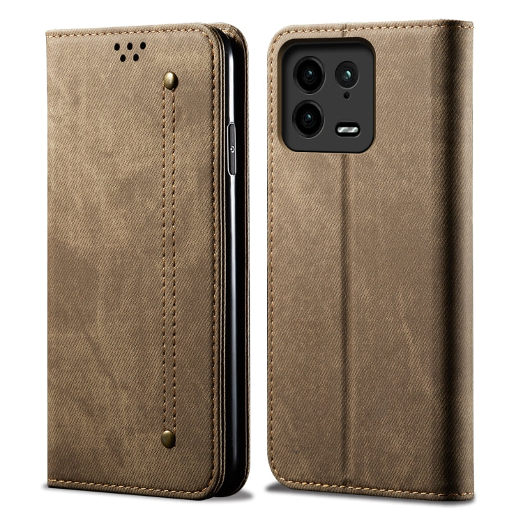 Custodia per telefono in pelle con texture denim, For Xiaomi 13 Pro, For Samsung Galaxy S23 5G, For Samsung Galaxy S23+ 5G
