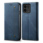 Custodia per telefono in pelle con texture denim, For Xiaomi 13 Pro, For Samsung Galaxy S23 5G, For Samsung Galaxy S23+ 5G