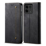 Custodia per telefono in pelle con texture denim, For Xiaomi 13 Pro, For Samsung Galaxy S23 5G, For Samsung Galaxy S23+ 5G