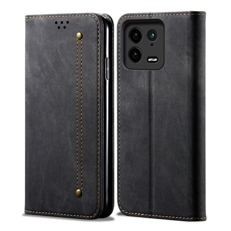 Custodia per telefono in pelle con texture denim, For Xiaomi 13 Pro, For Samsung Galaxy S23 5G, For Samsung Galaxy S23+ 5G