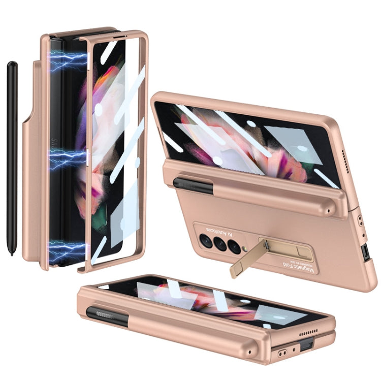 Custodia per telefono antiurto con cerniera pieghevole magnetica a copertura totale GKK con fessure per penna, For Samsung Galaxy Z Fold3 5G