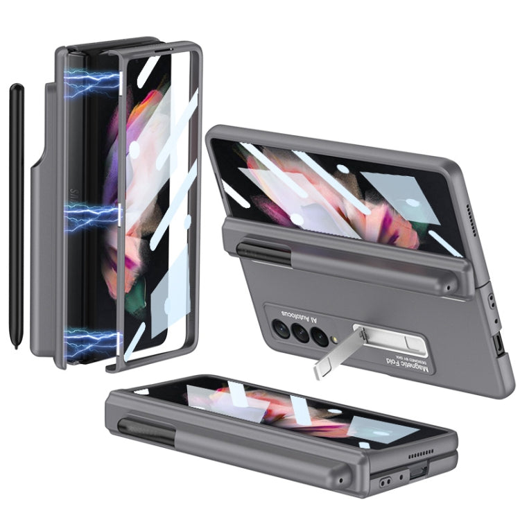 Custodia per telefono antiurto con cerniera pieghevole magnetica a copertura totale GKK con fessure per penna, For Samsung Galaxy Z Fold3 5G