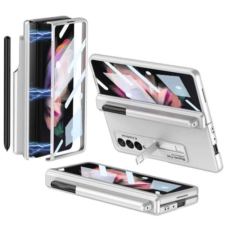 Custodia per telefono antiurto con cerniera pieghevole magnetica a copertura totale GKK con fessure per penna, For Samsung Galaxy Z Fold3 5G