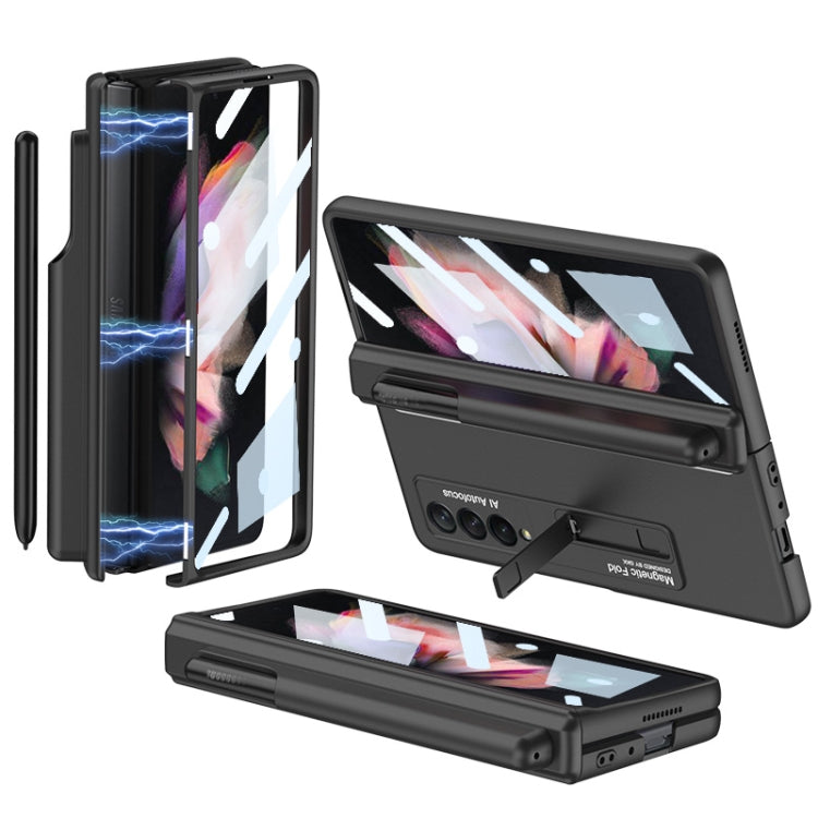 Custodia per telefono antiurto con cerniera pieghevole magnetica a copertura totale GKK con fessure per penna, For Samsung Galaxy Z Fold3 5G