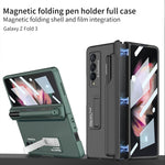 Custodia per telefono antiurto con cerniera pieghevole magnetica a copertura totale GKK con fessure per penna, For Samsung Galaxy Z Fold3 5G