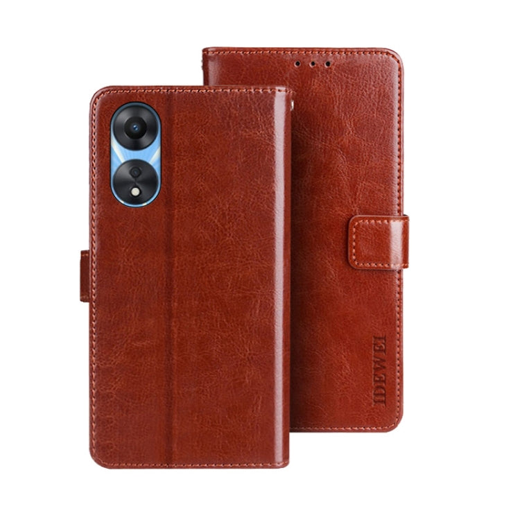 idewei Custodia per telefono in pelle con texture Crazy Horse, For Infinix Zero Ultra 5G, For OPPO A58 5G, For OPPO A77s