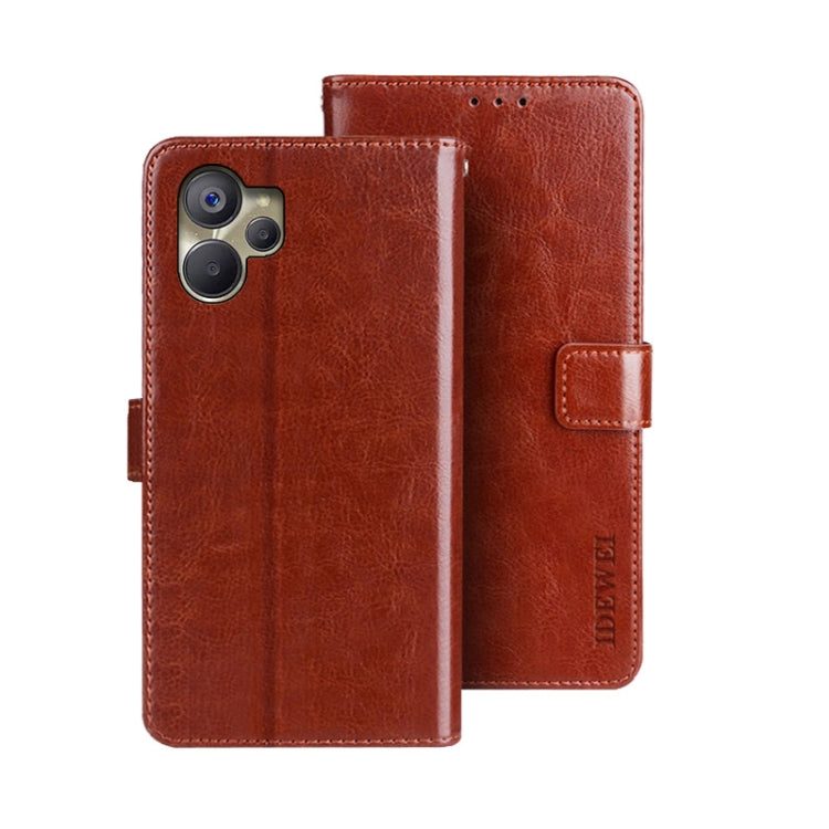 idewei Custodia per telefono in pelle con texture Crazy Horse, For Oukitel C19 Pro, For Realme 10 5G, For Tecno Pova 4