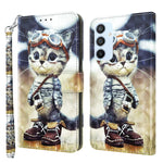 Custodia portafoglio in pelle verniciata 3D per Galaxy A54 5G